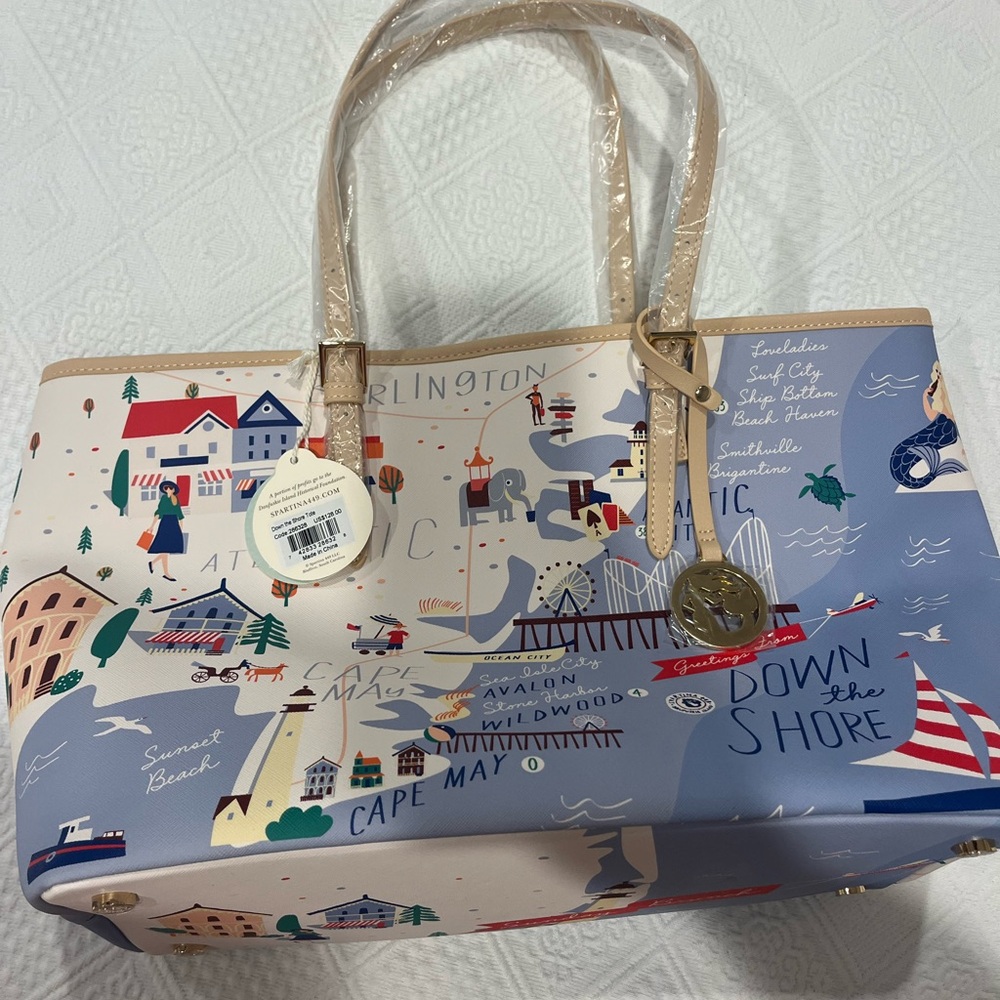 Colorful Designer Tote Bag “down the shore”